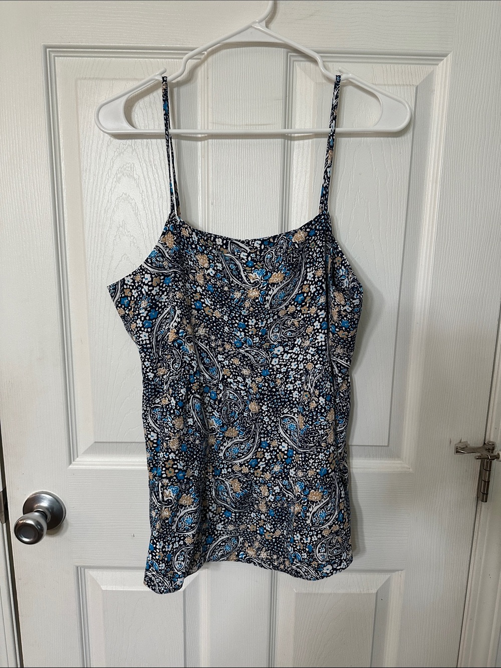 Time and Tru Navy Blue Paisley Print Spaghetti Strap Camisole